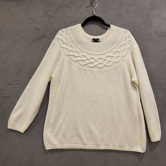 Talbots Cashmere Blend Sweater Women's Size XL Petite Ivory Crew Neck Cozy Comfy - Picture 1 of 6